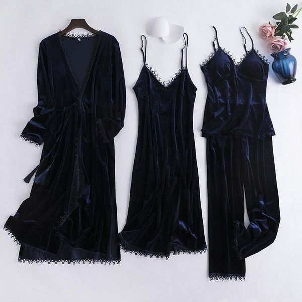 navy blue sleep suit velour womens sleepwears 4pcs pajamas set home clothing velvet nightwear autumn winter intimate lingerie, Black;red
navy blue sleep suit velour womens sleepwears 4pcs pajamas set home clothing velvet nightwear autumn winter intimate lingerie, Black;red