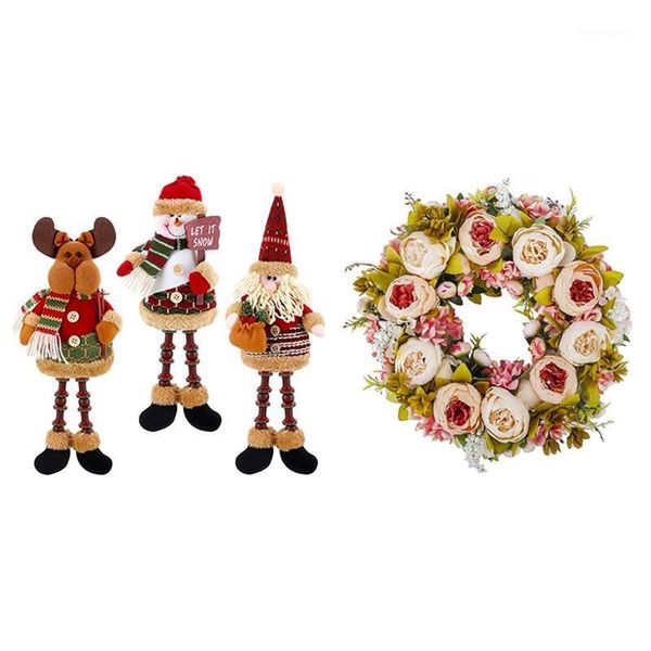 pcs santa claus/snowman/reindeer christmas ornament with artificial peony flower wreath 19inch vintage leaves1
pcs santa claus/snowman/reindeer christmas ornament with artificial peony flower wreath 19inch vintage leaves1