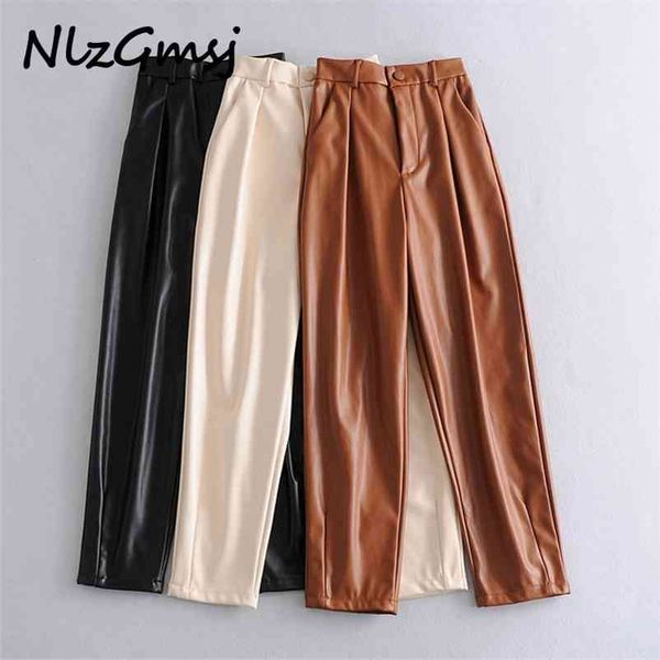 nlzgmsj autumn winter women high waist black faux za leather pants lady pu loose pencil trousers elegant pocket streetwear 210628, Black;white
nlzgmsj autumn winter women high waist black faux za leather pants lady pu loose pencil trousers elegant pocket streetwear 210628, Black;white