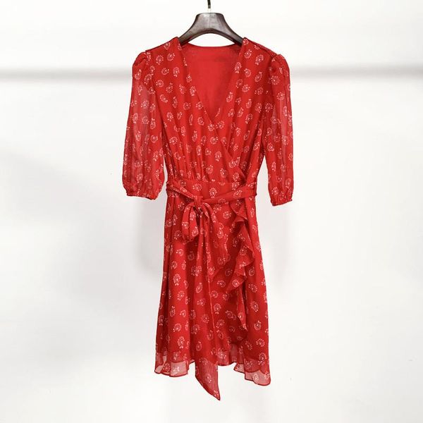 red wrapped dress women printing v-neck lace-up three quarter sleeve ruffles sashes dresses casual, Black;gray
red wrapped dress women printing v-neck lace-up three quarter sleeve ruffles sashes dresses casual, Black;gray