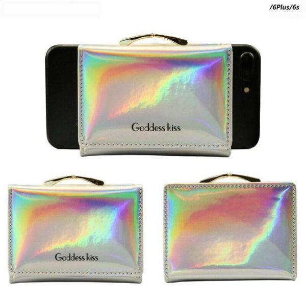 women short small coin purse wallet ladies leather folding card holder laser colorful purses, Red;black
women short small coin purse wallet ladies leather folding card holder laser colorful purses, Red;black