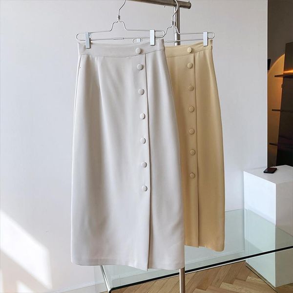 spring summer long mid women skirt length korean single breasted suit high waist a line, Black
spring summer long mid women skirt length korean single breasted suit high waist a line, Black