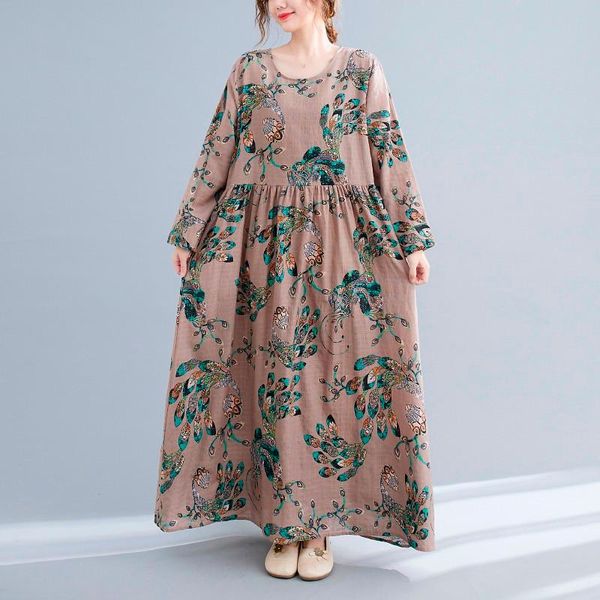 casual dresses women autumn long dress 2021 vintage style o-neck print loose comfortable female cotton linen maxi b792, Black;gray
casual dresses women autumn long dress 2021 vintage style o-neck print loose comfortable female cotton linen maxi b792, Black;gray