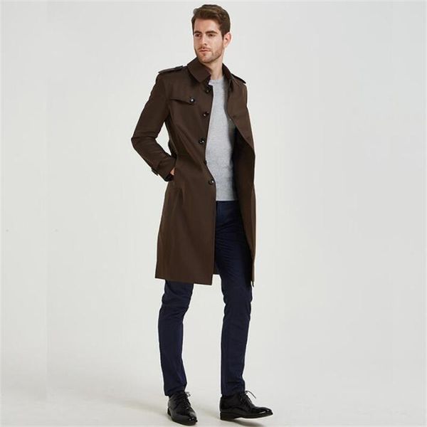 men's trench coats coat slim-fit windbreaker single-breasted long youth fashion brown over-the-knee clothing autumn style british, Tan;black
men's trench coats coat slim-fit windbreaker single-breasted long youth fashion brown over-the-knee clothing autumn style british, Tan;black