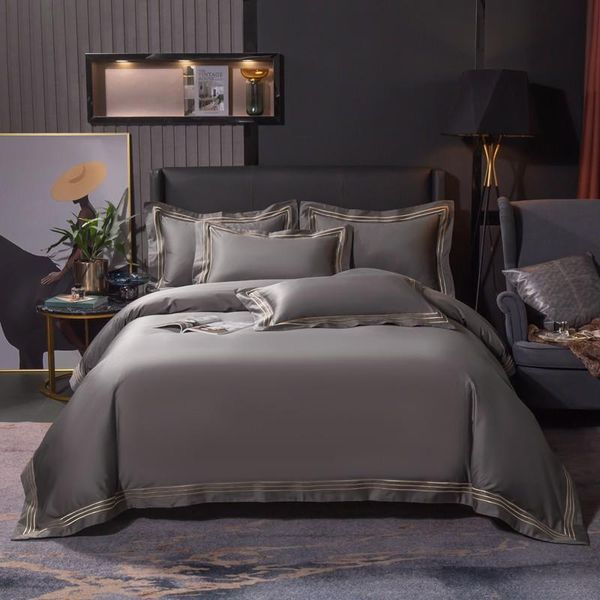 bedding sets solid color gray white duvet cover set with simple striped embroidery premium soft egyptian cotton king 4pcs
bedding sets solid color gray white duvet cover set with simple striped embroidery premium soft egyptian cotton king 4pcs