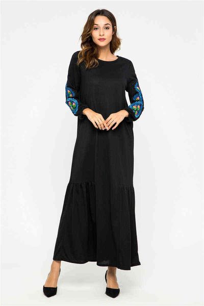 casual dresses zhiidodo muslim heavy industry embroidery large swing loose long sleeve zd9001, Black;gray
casual dresses zhiidodo muslim heavy industry embroidery large swing loose long sleeve zd9001, Black;gray