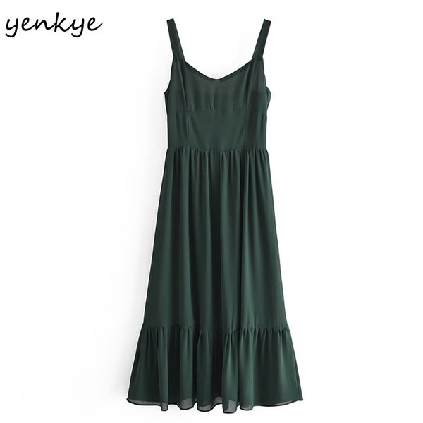 summer women green elegant party dresses female sleeveless v neck a-line midi chiffon dress vestido 210430, Black;gray 
summer women green elegant party dresses female sleeveless v neck a-line midi chiffon dress vestido 210430, Black;gray