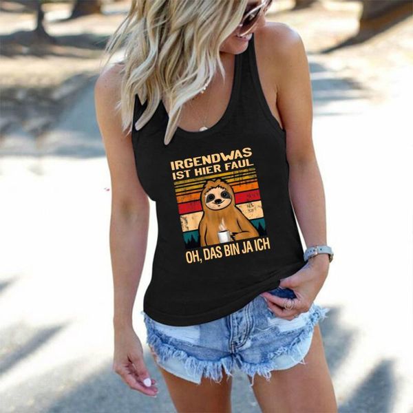 women's tanks & camis funny sloth print women tank irgendwas ist hier faul oh das bin ja ich sleeveless summer loose ladies cute, White
women's tanks & camis funny sloth print women tank irgendwas ist hier faul oh das bin ja ich sleeveless summer loose ladies cute, White