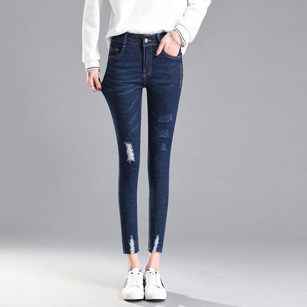 women's hole jean slim women ankle- length office lady high waisted jeans skinny stretch pencil pants, Blue
women's hole jean slim women ankle- length office lady high waisted jeans skinny stretch pencil pants, Blue