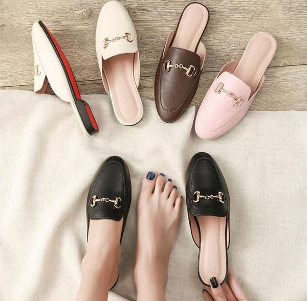 spring/summer flat half slippers female lazy outer wear baotou leather gold buckle home durable ms sandals large size 34-43, Black
spring/summer flat half slippers female lazy outer wear baotou leather gold buckle home durable ms sandals large size 34-43, Black