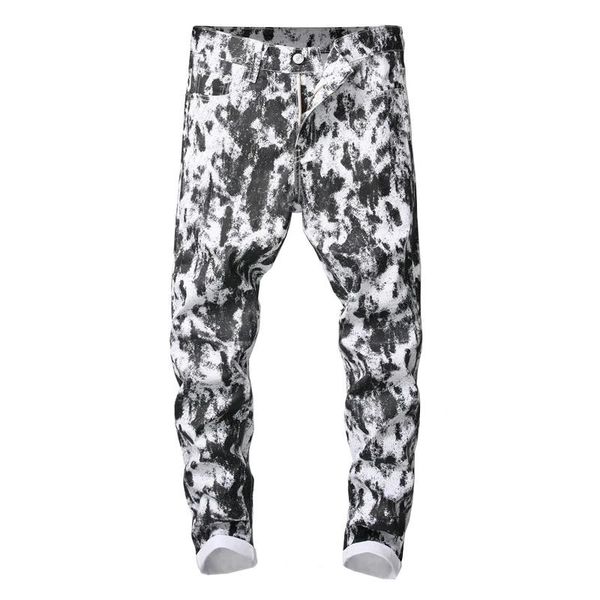 men's jeans male black spots printed white fashion casual slim fit stretch cotton denim pants trousers 5640, Blue
men's jeans male black spots printed white fashion casual slim fit stretch cotton denim pants trousers 5640, Blue