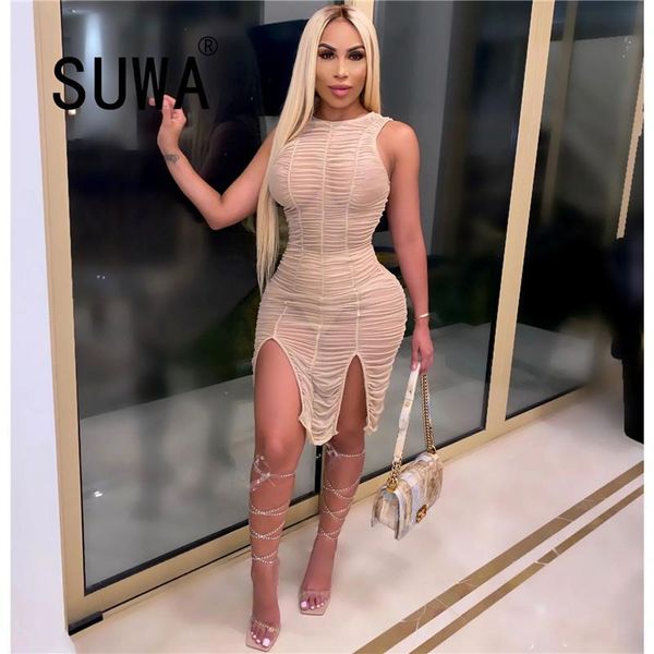 arrival women sleeveless ruffle hem ruched slit dress club party bodycon casual sundress dresses, Black;gray
arrival women sleeveless ruffle hem ruched slit dress club party bodycon casual sundress dresses, Black;gray