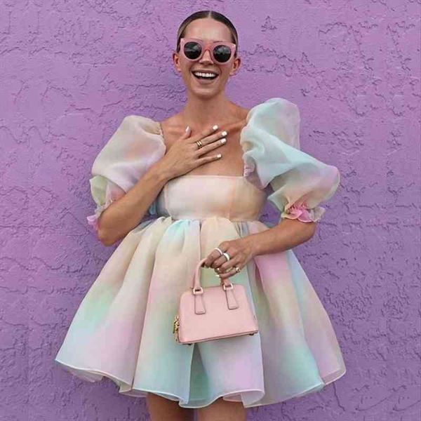 rainbow princess puff sleeve women dresses square collar office elegant lovely fashion personality birthday mini, Black;gray
rainbow princess puff sleeve women dresses square collar office elegant lovely fashion personality birthday mini, Black;gray