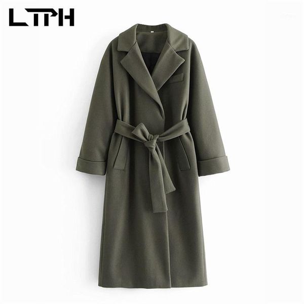 women's wool & blends ltph vintage simple long solid color woolen coats loose all-match chic jacket coat sashes slim elegant outerwear, Black
women's wool & blends ltph vintage simple long solid color woolen coats loose all-match chic jacket coat sashes slim elegant outerwear, Black