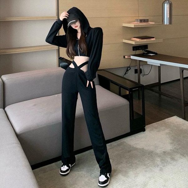 women's hoodies & sweatshirts 2021 fashion short section long sleeve hoodie crossover show waist straight rousers pants solid track sui, Black
women's hoodies & sweatshirts 2021 fashion short section long sleeve hoodie crossover show waist straight rousers pants solid track sui, Black
