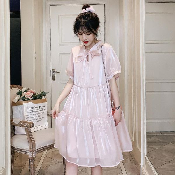 maternity dresses summer pregnant women's short sleeve v-neck loose dress solid color sweet clothes, White
maternity dresses summer pregnant women's short sleeve v-neck loose dress solid color sweet clothes, White