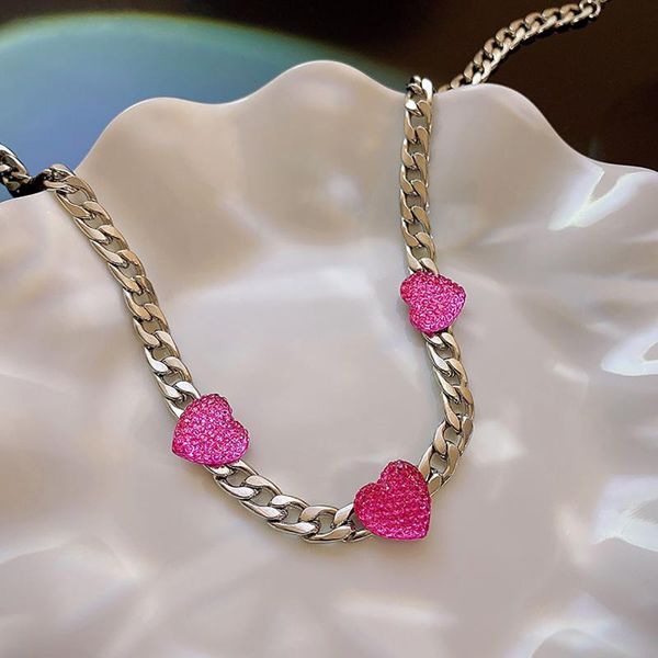 chains aensoa 2021 retro pink love heart crystal choker clavicle necklace for women girl adjustable rhinestone cuban chain, Silver
chains aensoa 2021 retro pink love heart crystal choker clavicle necklace for women girl adjustable rhinestone cuban chain, Silver