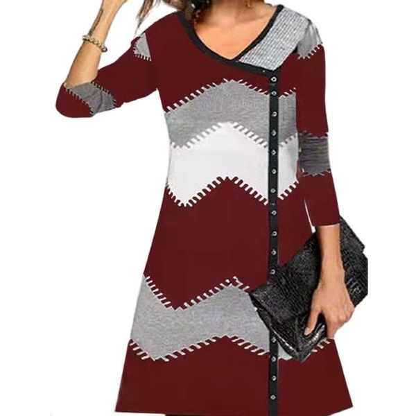 casual dresses fashion splice printing long sleeve ladies mid dress for autumn women irregular v-neck button pullover, Black;gray
casual dresses fashion splice printing long sleeve ladies mid dress for autumn women irregular v-neck button pullover, Black;gray