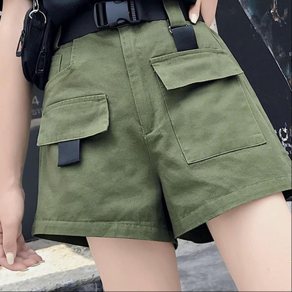womens short summer ladies cargo shorts korean fashion high waist mini with pockets to buckle belt casual, White;black
womens short summer ladies cargo shorts korean fashion high waist mini with pockets to buckle belt casual, White;black