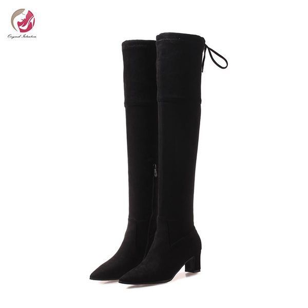 boots original intention fashion thigh high flock black brown gray pointed toe chunky heels shoes woman plus size 3-16
boots original intention fashion thigh high flock black brown gray pointed toe chunky heels shoes woman plus size 3-16