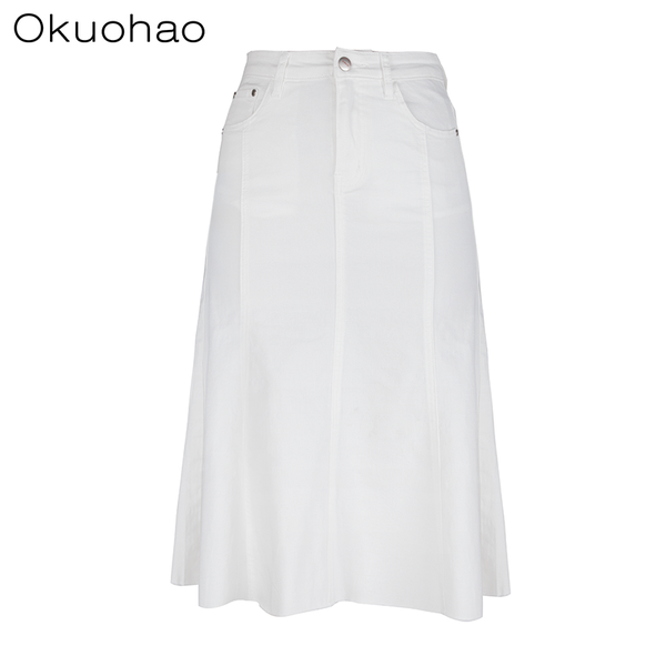high waist white denim skirt female long split fork korean version of the hip stretch step skirts, Black
high waist white denim skirt female long split fork korean version of the hip stretch step skirts, Black
