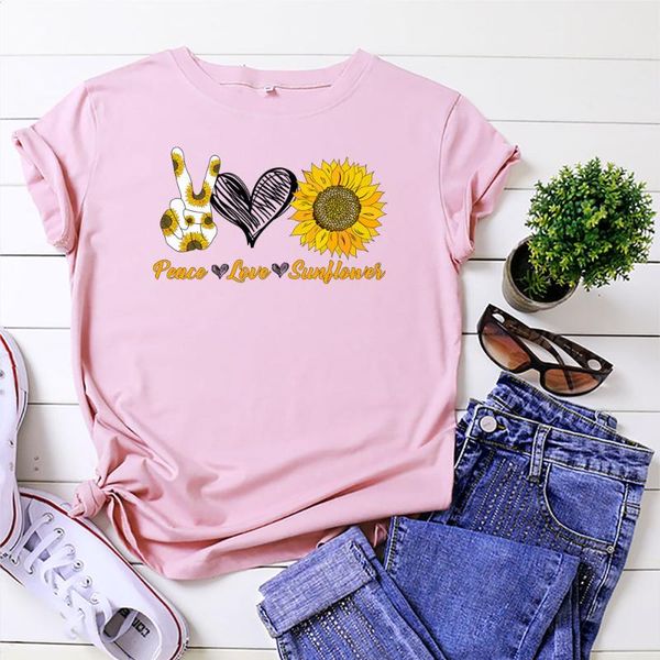 women's t-shirt women summer t shirt plus size female t-shirts short sleeve cotton tshirt peace love sunflower print lady casual tee, White
women's t-shirt women summer t shirt plus size female t-shirts short sleeve cotton tshirt peace love sunflower print lady casual tee, White