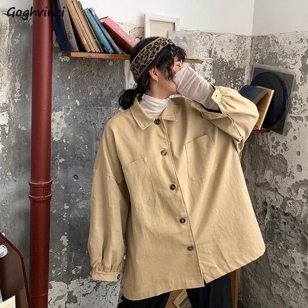 women's blouses & shirts women solid single breasted turn-down collar harajuku oversize streetwear teenagers casual outwear retro, White
women's blouses & shirts women solid single breasted turn-down collar harajuku oversize streetwear teenagers casual outwear retro, White