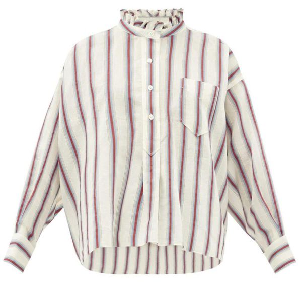 women's blouses & shirts 2021 autumn ruffles collar women yarn-dyed oversized striped female cotton blouse profile loose lady shirt, White
women's blouses & shirts 2021 autumn ruffles collar women yarn-dyed oversized striped female cotton blouse profile loose lady shirt, White