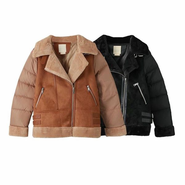 women's jackets 2021 fall winter street fashion trend all match stitching down fur coat for ladies lapel zipper chic long sleeve jacket, Black;brown
women's jackets 2021 fall winter street fashion trend all match stitching down fur coat for ladies lapel zipper chic long sleeve jacket, Black;brown