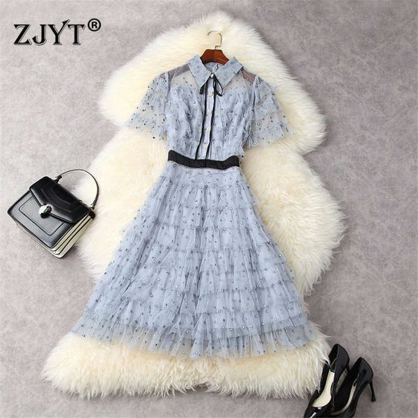 summer style fashion short sleeve transparent mesh ruffle layered cake dress runway designers party robe vestidos 210601, Black;gray
summer style fashion short sleeve transparent mesh ruffle layered cake dress runway designers party robe vestidos 210601, Black;gray