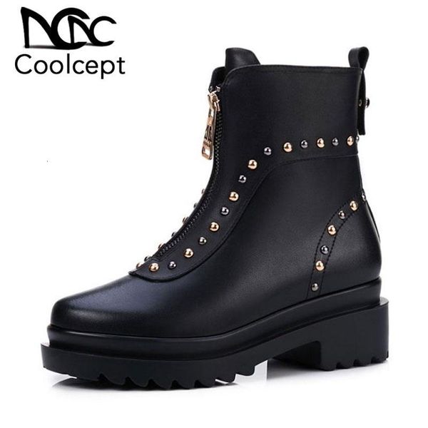 boots coolcept genuine leather ankle women ins fashion rivets zipper flats shoes winter autumn gothic size 34-39 p1uc, Black
boots coolcept genuine leather ankle women ins fashion rivets zipper flats shoes winter autumn gothic size 34-39 p1uc, Black