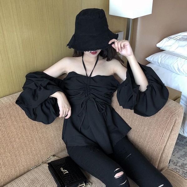 women's blouses & shirts blouse women shirt spring and summer off-shoulder lantern sleeve chiffon long clothing blusas mujer de moda, White
women's blouses & shirts blouse women shirt spring and summer off-shoulder lantern sleeve chiffon long clothing blusas mujer de moda, White