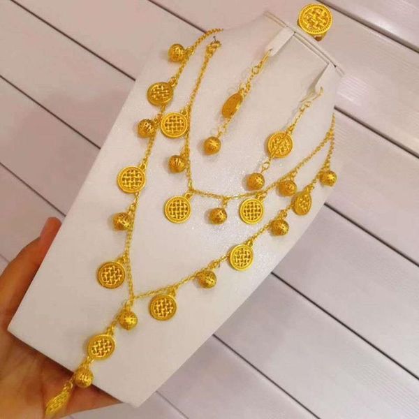 earrings & necklace round ball sand gold alloy jewelry four-piece necklace, ring, earring, bracelet, gift set, ornament, Silver
earrings & necklace round ball sand gold alloy jewelry four-piece necklace, ring, earring, bracelet, gift set, ornament, Silver
