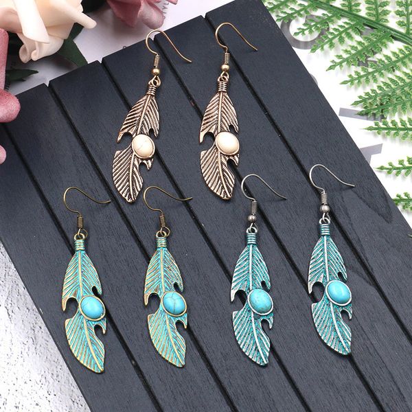 women's vintage verdigris leaves earrings fashion jewelry natural stone beads ladies earrings oorbellen, Silver
women's vintage verdigris leaves earrings fashion jewelry natural stone beads ladies earrings oorbellen, Silver