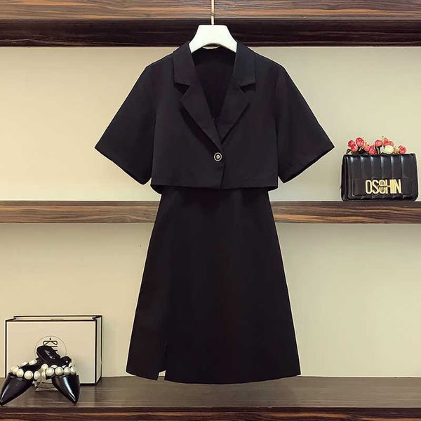 large size women's wear 2021 summer fat sister black coat suspender slim age reducing drs suit, Black;gray
large size women's wear 2021 summer fat sister black coat suspender slim age reducing drs suit, Black;gray