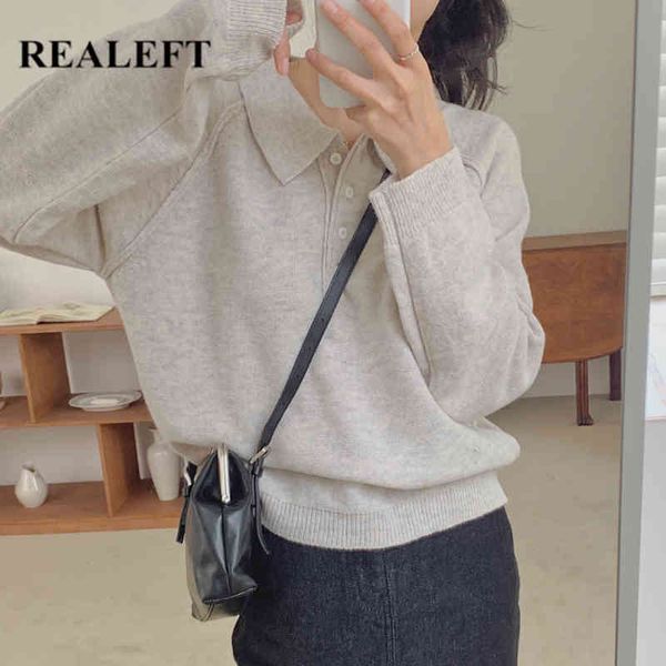 autumn winter knitted pullover women sweater turn-down collar long sleeve button minimalist 210428, White;black
autumn winter knitted pullover women sweater turn-down collar long sleeve button minimalist 210428, White;black
