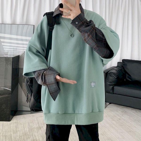 men's hoodies & sweatshirts korean sweatshirt fake two pieces plaid shirt stitch pullover hoodie streetwear preppy loose plus fleece ma, Black
men's hoodies & sweatshirts korean sweatshirt fake two pieces plaid shirt stitch pullover hoodie streetwear preppy loose plus fleece ma, Black