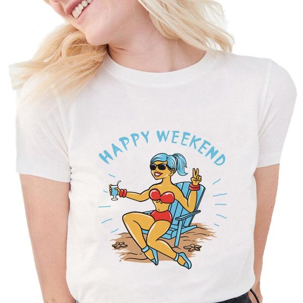 women's t-shirt style beach party t shirts women funny happy weekend letter printed graphic tees soft cotton white
women's t-shirt style beach party t shirts women funny happy weekend letter printed graphic tees soft cotton white
