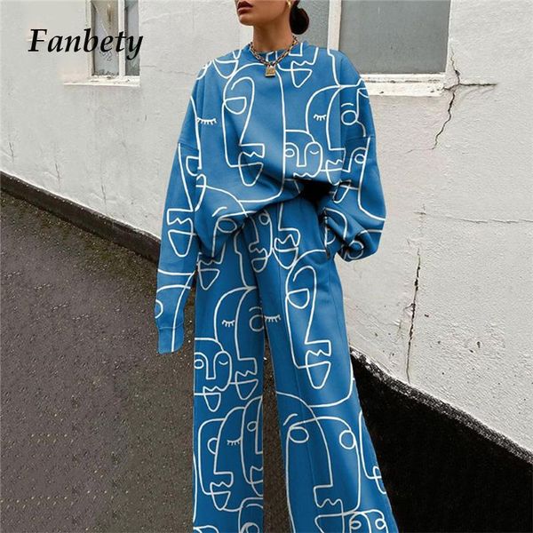 casual o neck long sleeve sweatshirt and loose pants trousers women 2021 spring tracksuit two piece set abstract print suit women's, White
casual o neck long sleeve sweatshirt and loose pants trousers women 2021 spring tracksuit two piece set abstract print suit women's, White