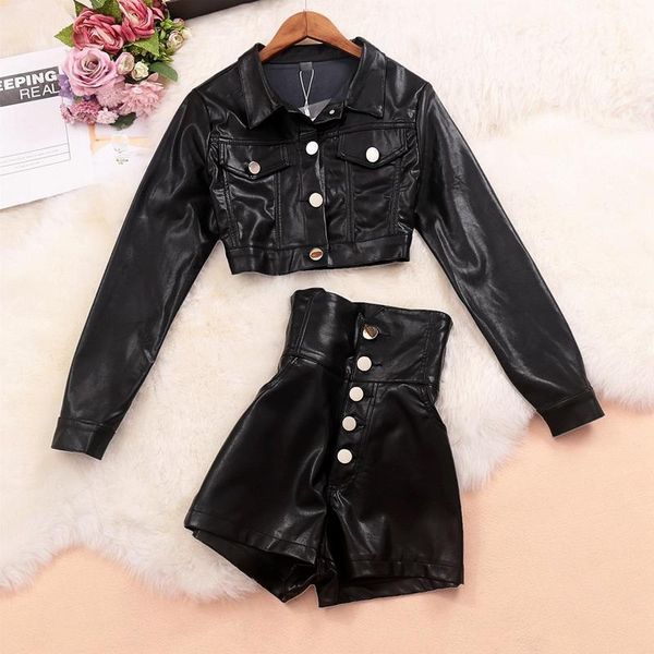 women's tracksuits women 2021 spring autumn casual faux leather tracksuit two pieces set female turn down collar zippers jacket + short, Gray
women's tracksuits women 2021 spring autumn casual faux leather tracksuit two pieces set female turn down collar zippers jacket + short, Gray