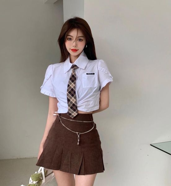 women's t-shirt retro college harajuku style pleated skirt women summer 2021 bag hip short high waist t sleeve shirt, White
women's t-shirt retro college harajuku style pleated skirt women summer 2021 bag hip short high waist t sleeve shirt, White