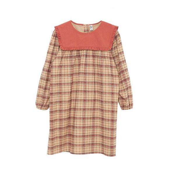 korean style teen girls plaid patchwork retro princess dress 2021 spring children navy collar cotton casual clothing, #9421 girl's dres, Red;yellow
korean style teen girls plaid patchwork retro princess dress 2021 spring children navy collar cotton casual clothing, #9421 girl's dres, Red;yellow