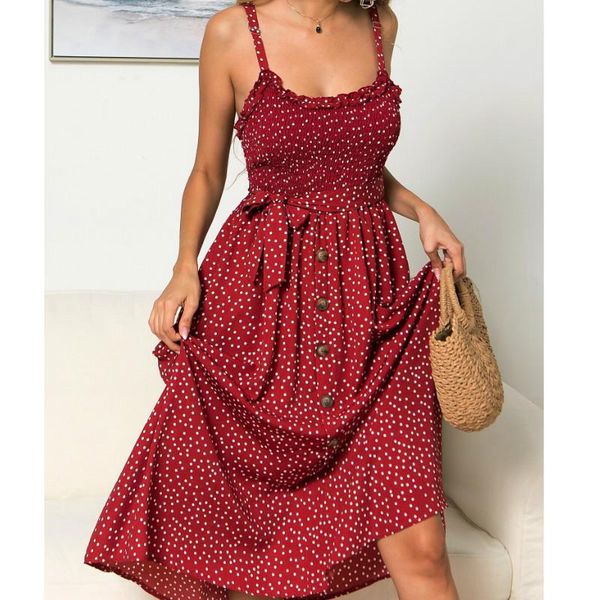 women summer sleeveless dot printed boho dress 2021 fashion ladies casual streetwear elegant ruffles belted dresses, Black;gray
women summer sleeveless dot printed boho dress 2021 fashion ladies casual streetwear elegant ruffles belted dresses, Black;gray