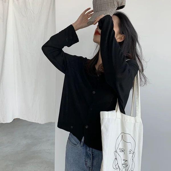 women's knits & tees cropped cardigan womens chic vintage all-match summer fall sweaters women fresh lovely sun-proof fashion korean, White
women's knits & tees cropped cardigan womens chic vintage all-match summer fall sweaters women fresh lovely sun-proof fashion korean, White