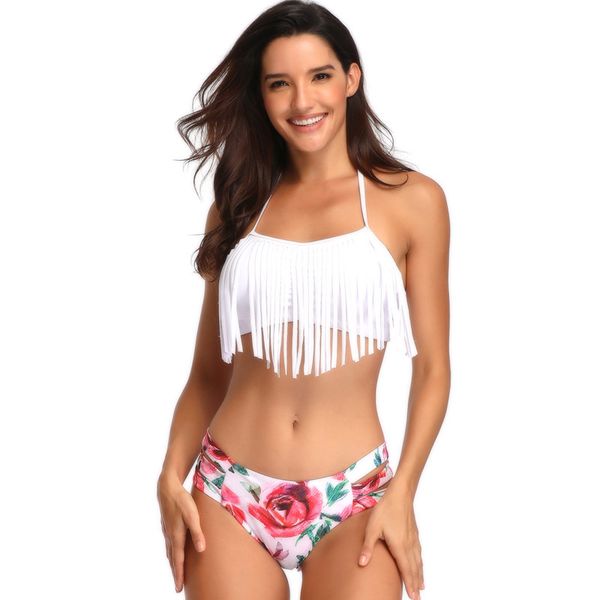 swimwear bikini colthing new fashion printed waist fringed split swimsuit high, White;black
swimwear bikini colthing new fashion printed waist fringed split swimsuit high, White;black