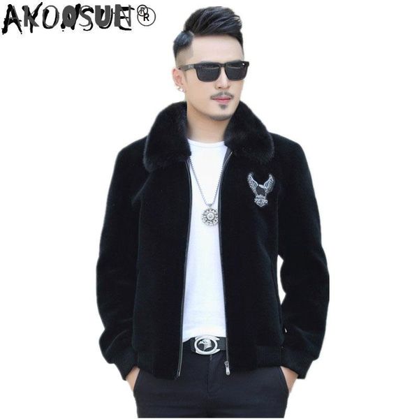men's leather & faux akoosun natural wool fur coat winter jacket men mink collar jackets real sheep shearling warm coats 8602 my755, Black
men's leather & faux akoosun natural wool fur coat winter jacket men mink collar jackets real sheep shearling warm coats 8602 my755, Black