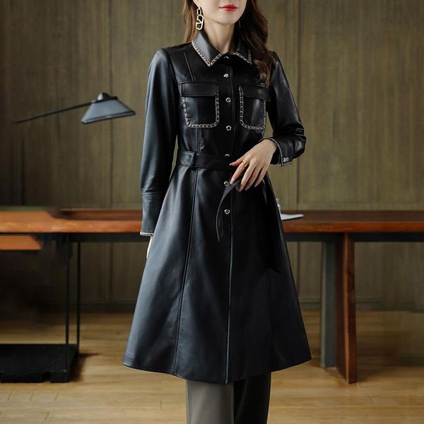 women's leather & faux spring clothes 2021 years jacket winter trench coat female down jackets, Black
women's leather & faux spring clothes 2021 years jacket winter trench coat female down jackets, Black