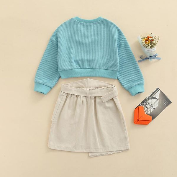 clothing sets girls solid color clothes set, long sleeve v-neck cropped +irregular hem skirt with waistband, White
clothing sets girls solid color clothes set, long sleeve v-neck cropped +irregular hem skirt with waistband, White