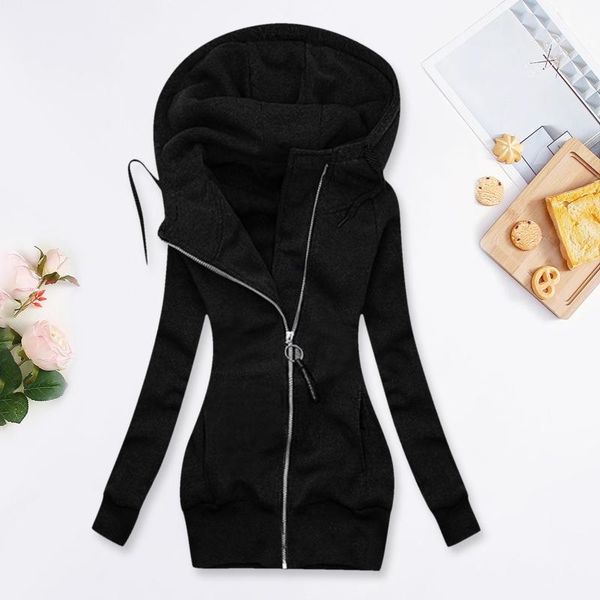 women's hoodies & sweatshirts 2021 style long hoodie casual clothing fashion soft good fabric women jackets slim coat zipper, Black
women's hoodies & sweatshirts 2021 style long hoodie casual clothing fashion soft good fabric women jackets slim coat zipper, Black