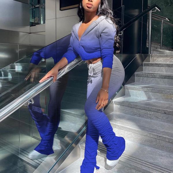 4# women gradient color sets zipper wear lounge suit sport set +pants matching long sleeve and pants women's tracksuits, Gray
4# women gradient color sets zipper wear lounge suit sport set +pants matching long sleeve and pants women's tracksuits, Gray